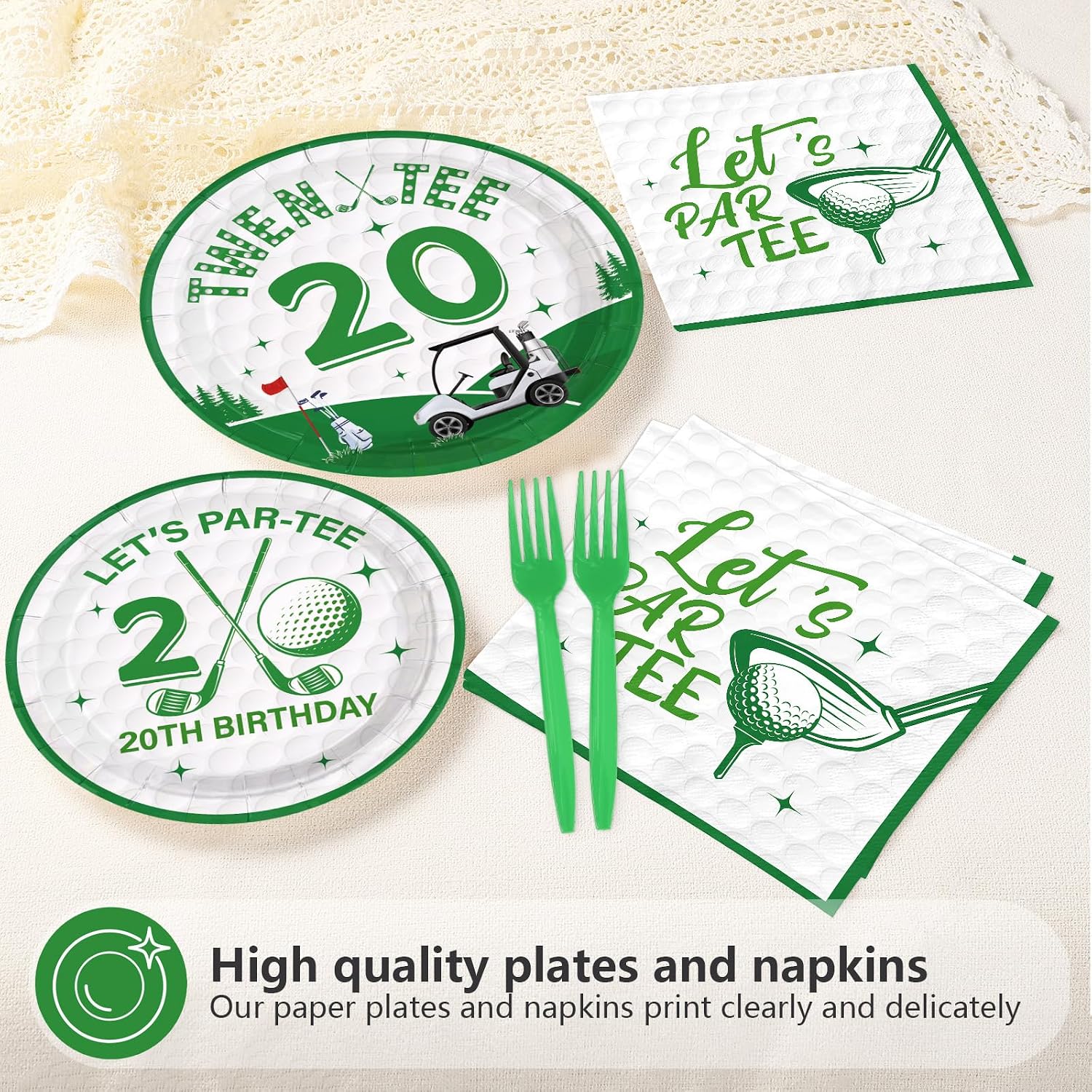 Golf 20th birthday dessert plates 7 inch happy birthday design