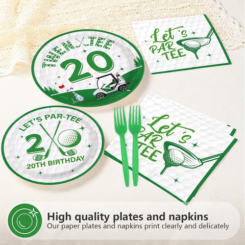 Golf 20th birthday dessert plates 7 inch happy birthday design