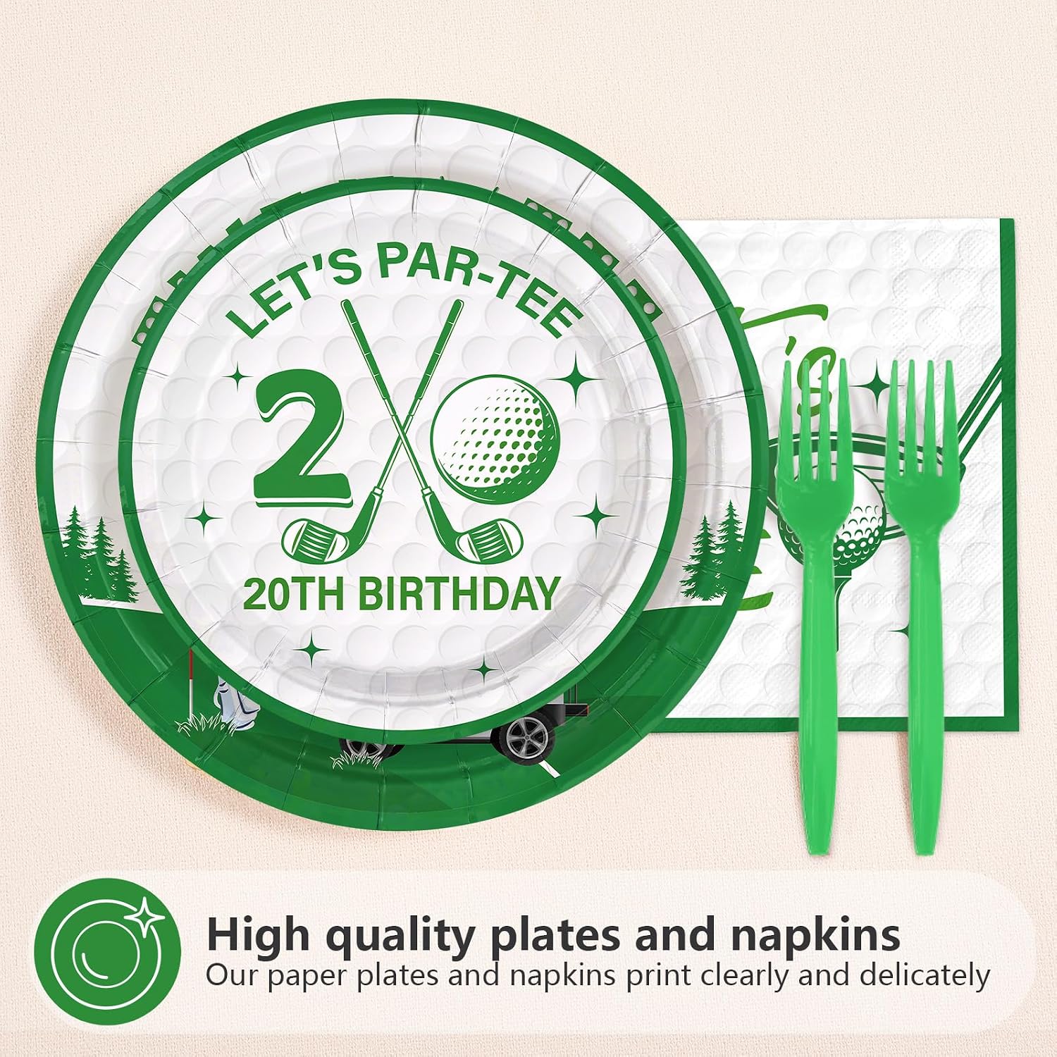 Golf 20th birthday dinner plates 9 inch twen tee design