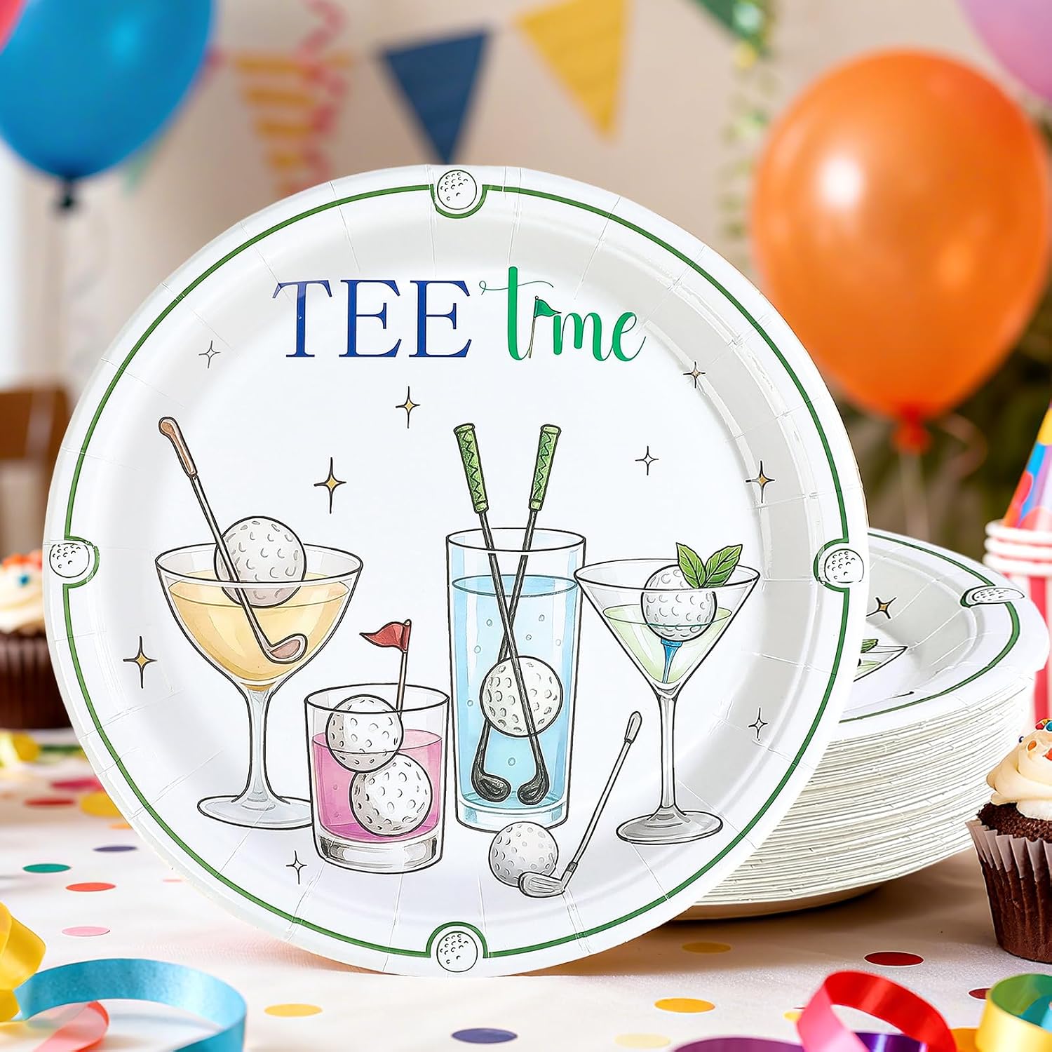 Golf cocktail paper plates sturdy thick paper material showcase