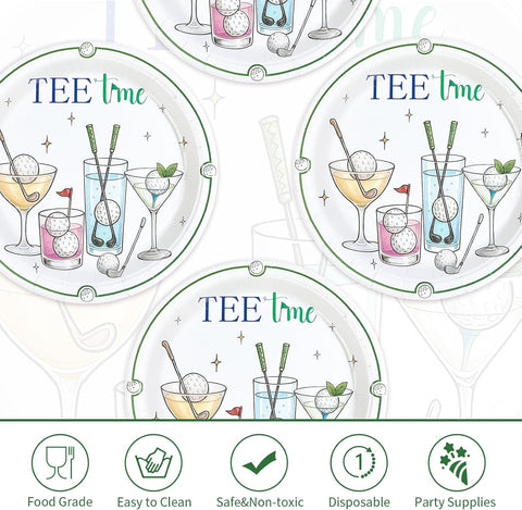 Golf cocktail plates 10 inch large size martini glass golf ball design
