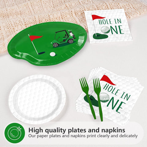 Golf dessert plates 7 inch white hole in one design
