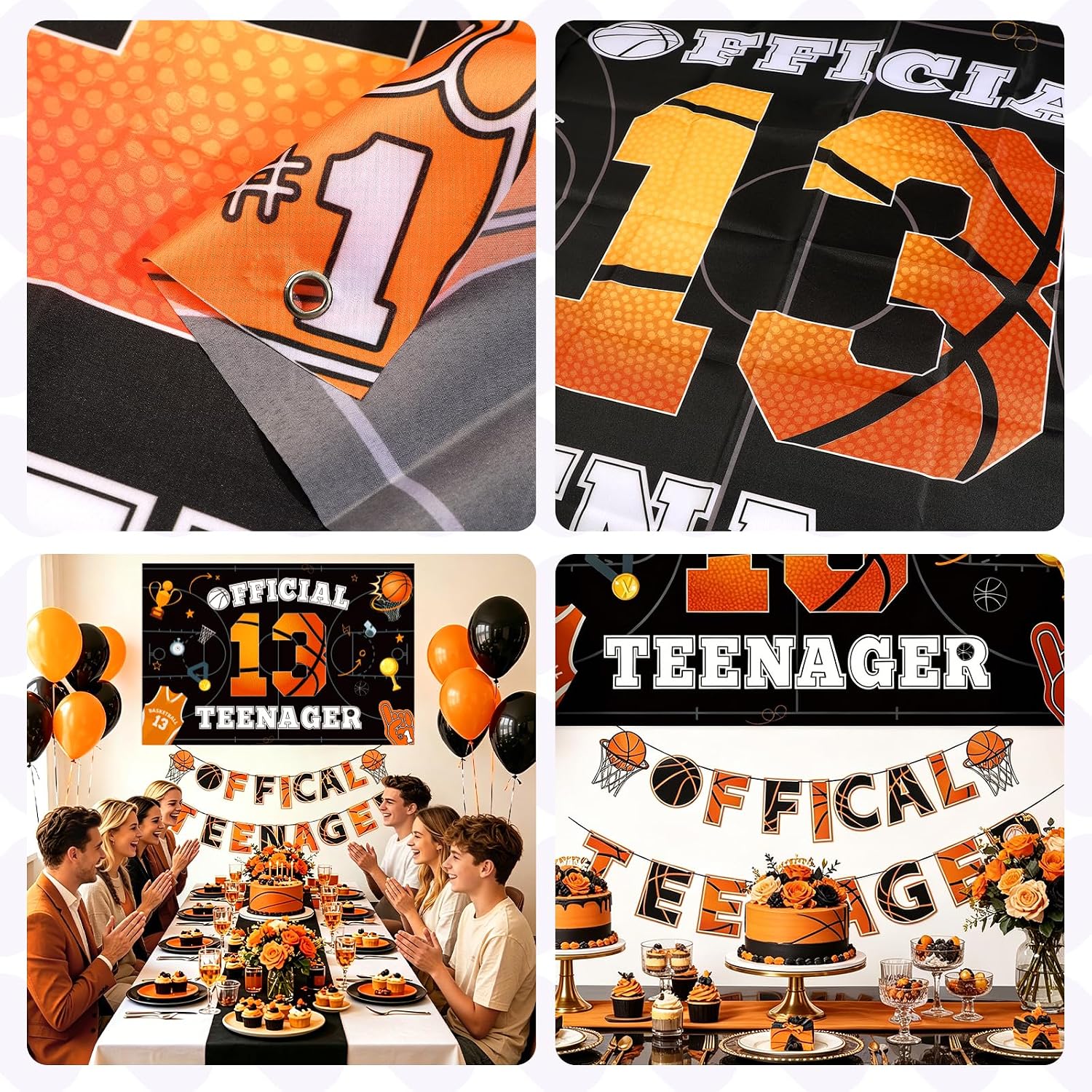 13th Birthday Basketball Party Decorations Kit - Grencian
