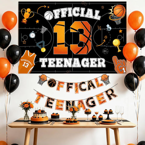 13th Birthday Basketball Party Decorations Kit - Grencian