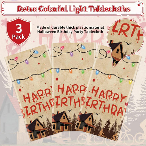 Package contents infographic showing 3 Grencian alphabet tablecloths