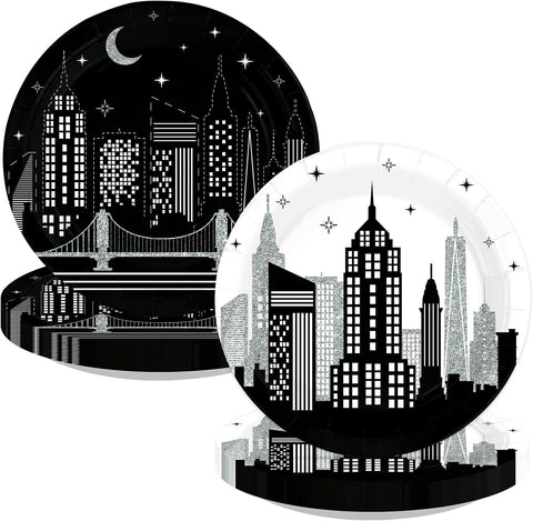 New York City skyline disposable paper plates 9 inch