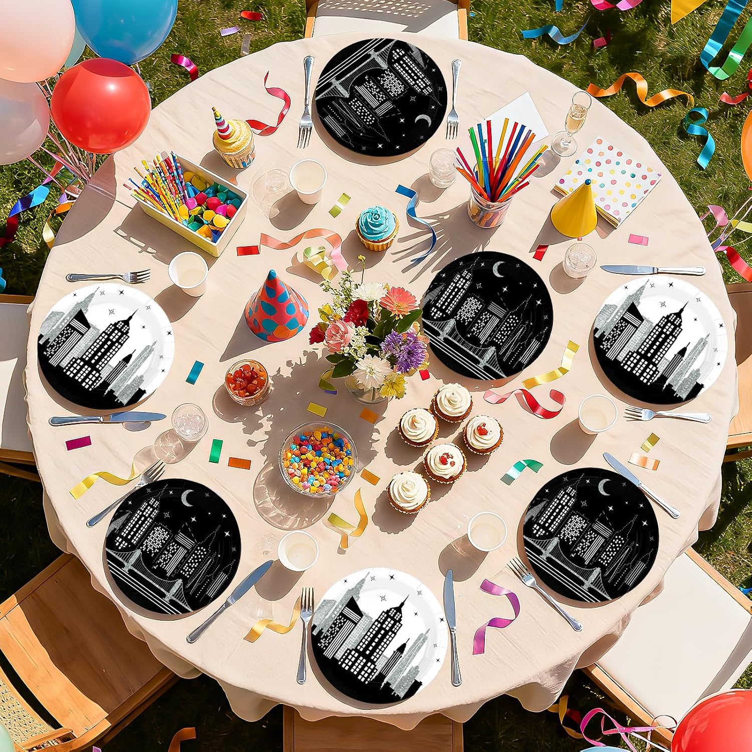New York City skyline disposable paper plates 9 inch view 6