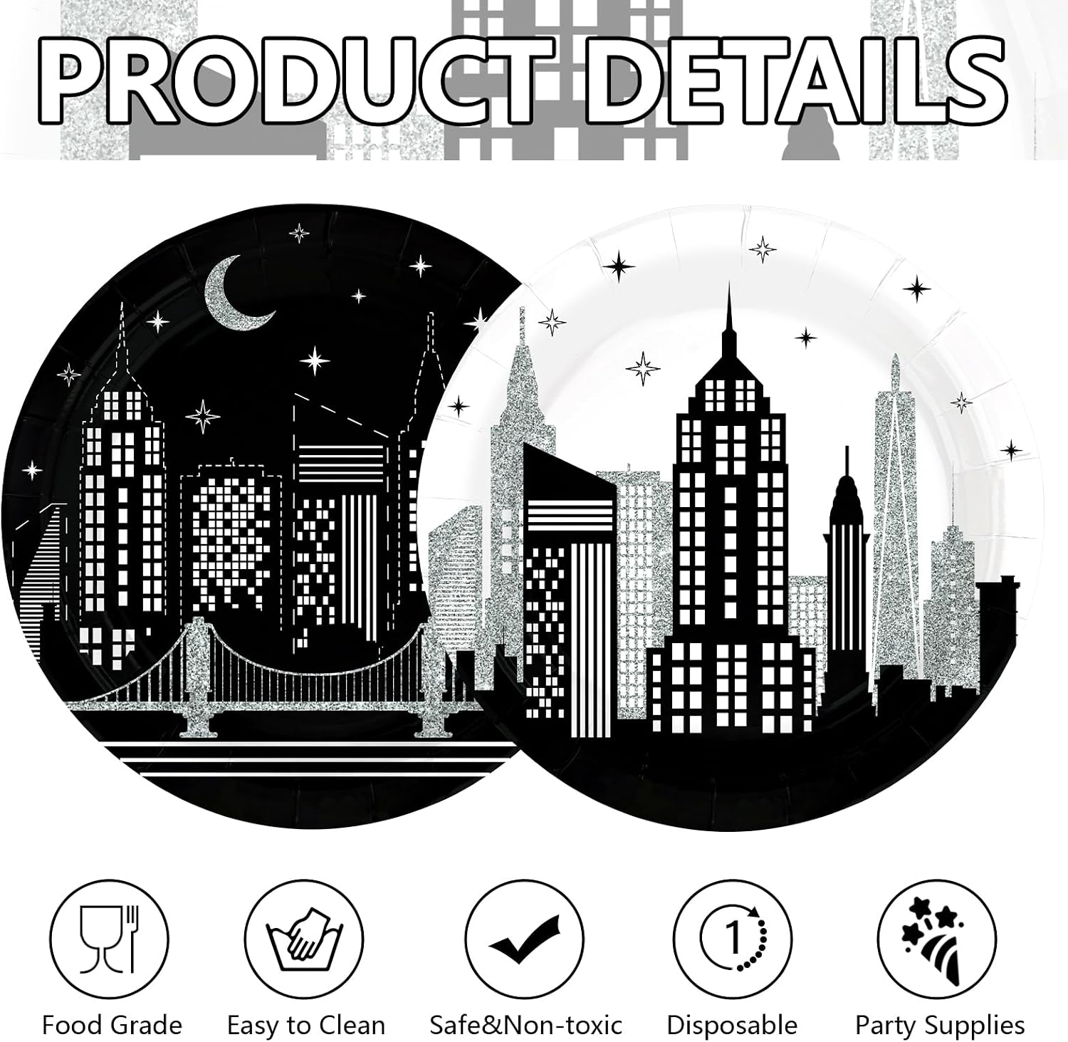 New York City skyline disposable paper plates 9 inch view 7