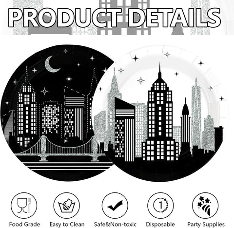 New York City skyline disposable paper plates 9 inch view 7