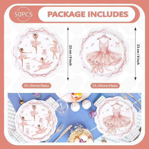 Ballerina ballet tutu pink disposable paper plates 9 inch view 3