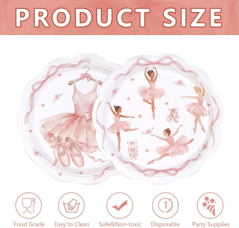 Ballerina ballet tutu pink disposable paper plates 9 inch view 4