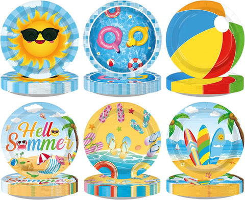 Beach and pool party summer disposable paper plates 7 inch