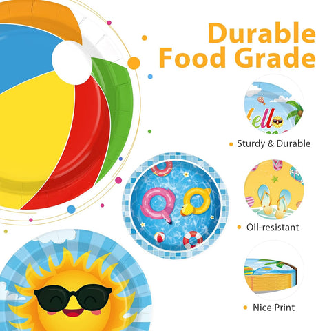 Beach and pool party summer disposable paper plates 7 inch view 3