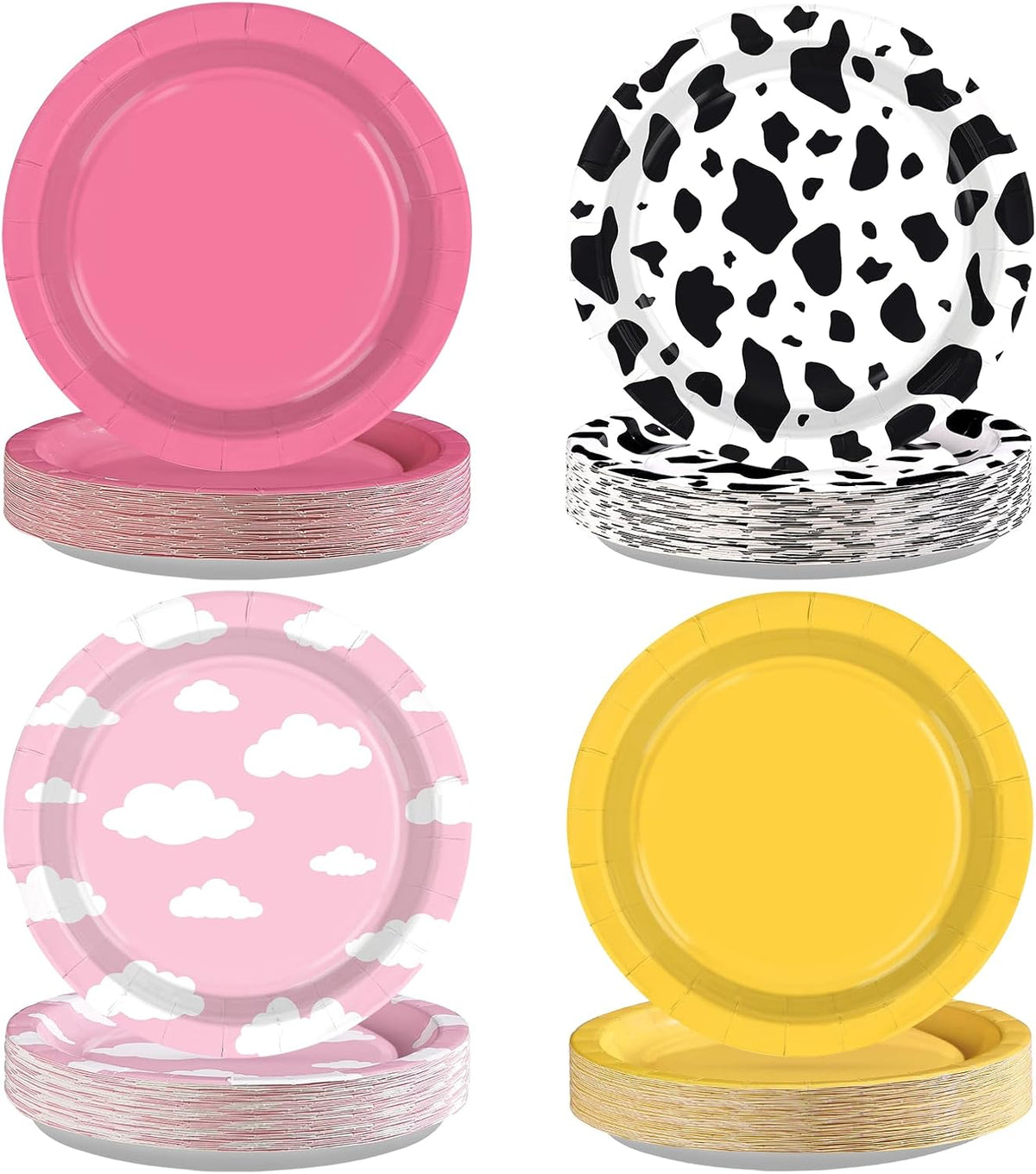 Cow and cloud farm themed disposable paper plates 7 inch