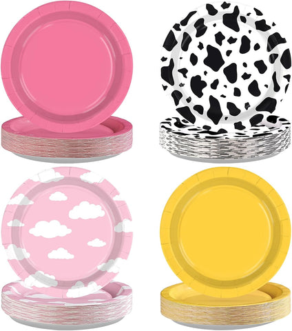 Cow and cloud farm themed disposable paper plates 7 inch