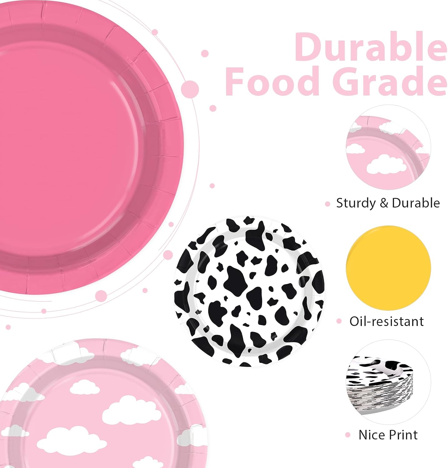 Cow and cloud farm themed disposable paper plates 7 inch view 2