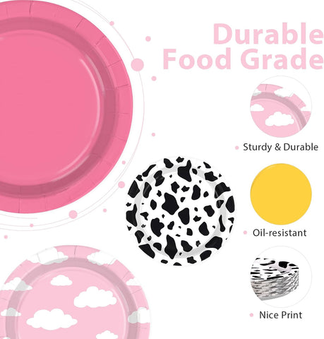 Cow and cloud farm themed disposable paper plates 7 inch view 2