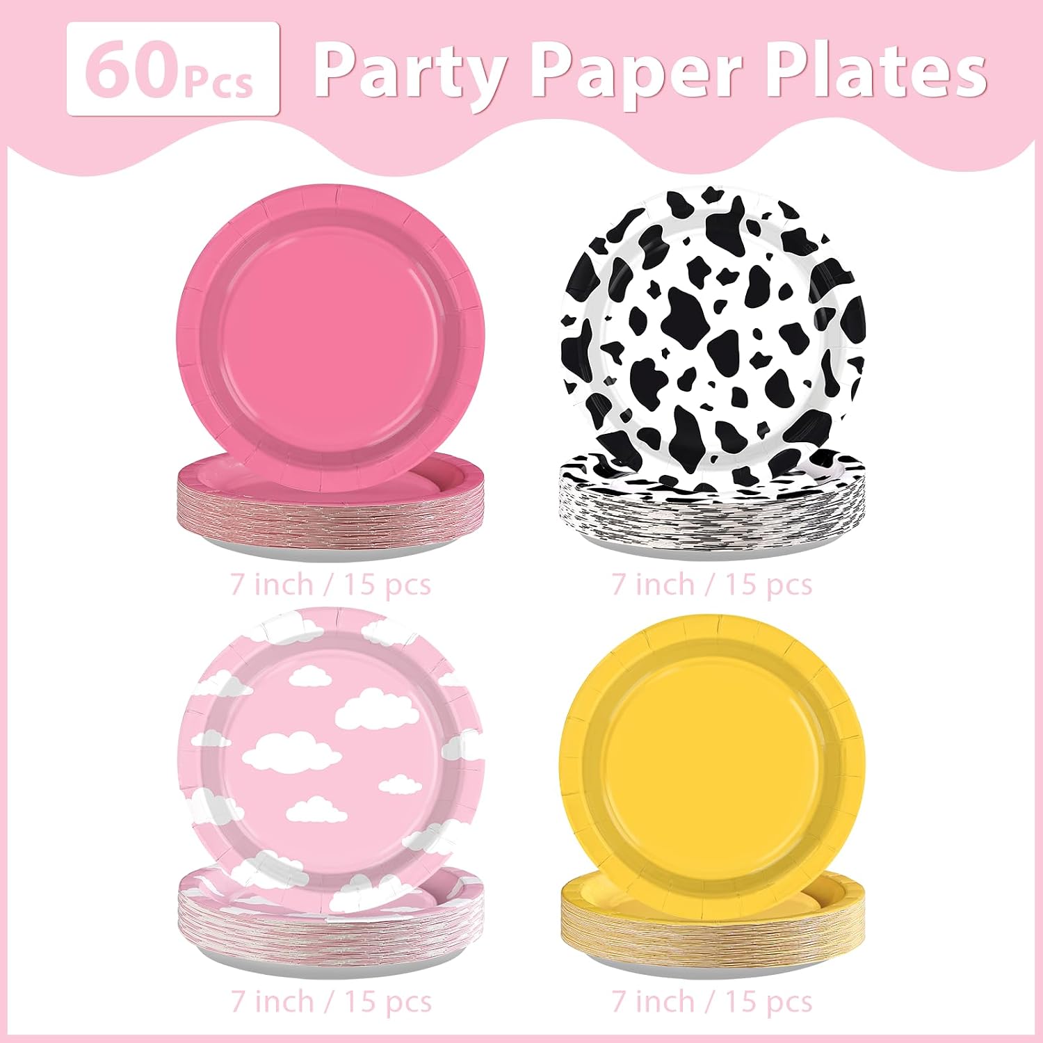 Cow and cloud farm themed disposable paper plates 7 inch view 3