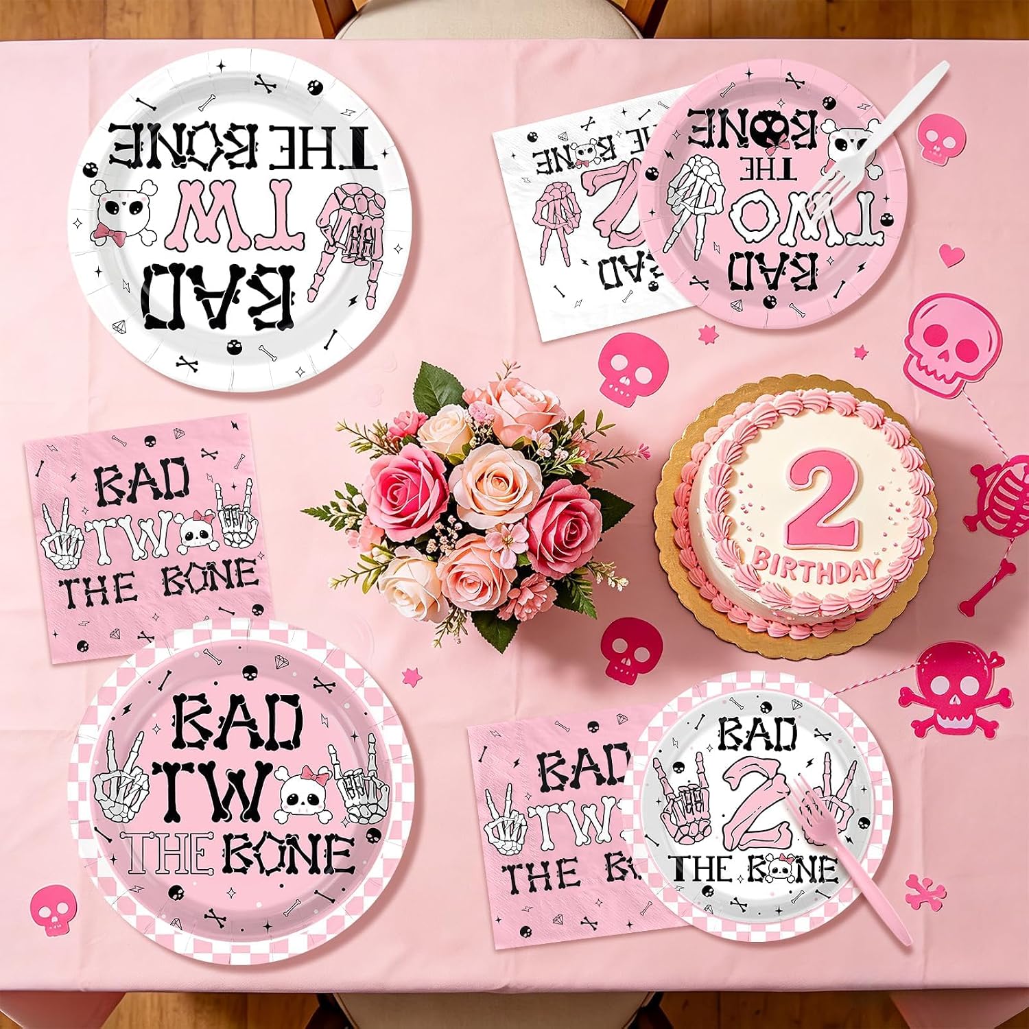Serves 50 table laid with the Bad Two The Bone set