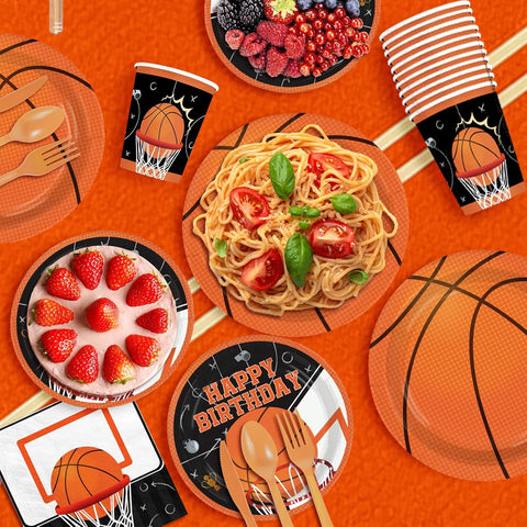 171Pcs Basketball Birthday Party Supplies Serves 24 - Grencian
