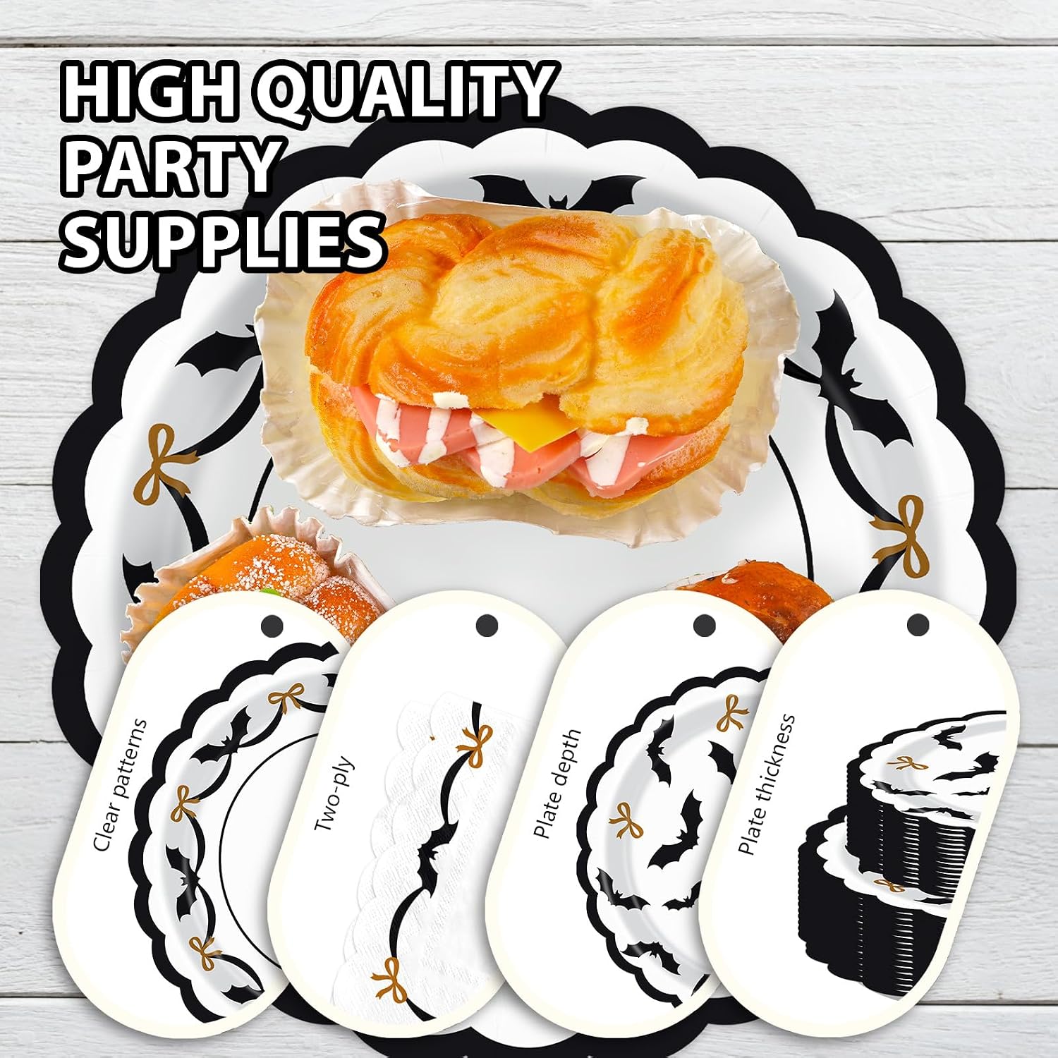 Grencian 168Pcs Halloween Bat Bow Party Tableware Set - Grencian