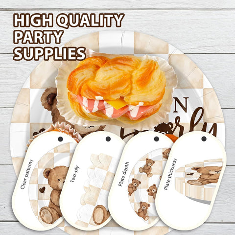 96Pcs We Can Bearly Wait Bear Baby Shower Plates - Grencian
