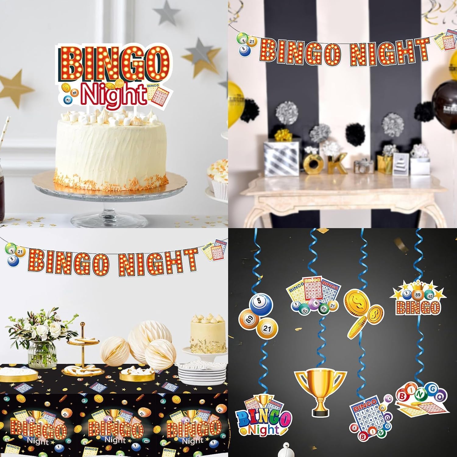 Bingo Party Supplies 157 Pcs Serves 24 Black Gold - Grencian