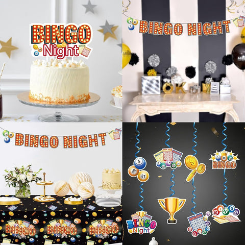 Bingo Party Supplies 157 Pcs Serves 24 Black Gold - Grencian