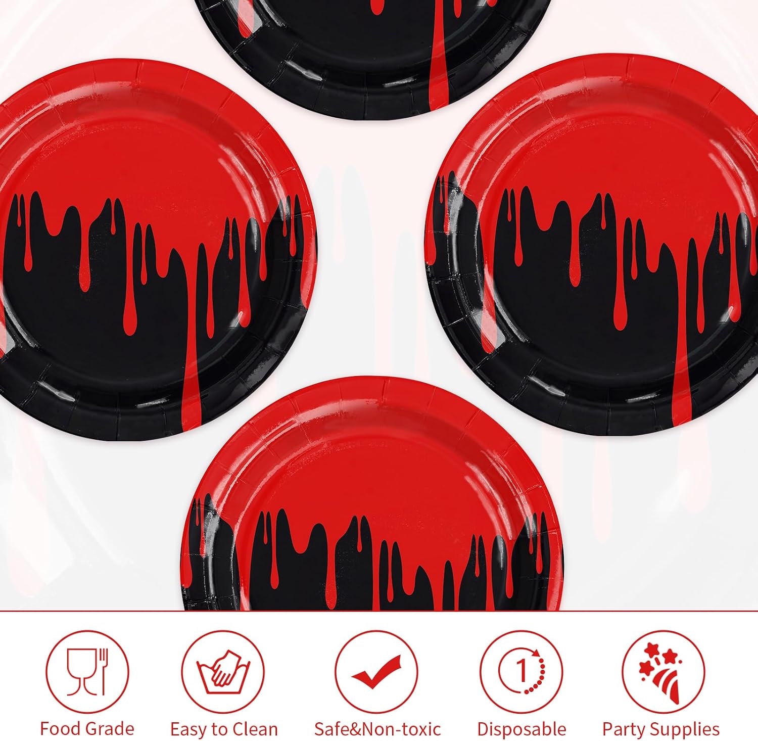 Stack of 50 nine inch Halloween blood drip disposable plates
