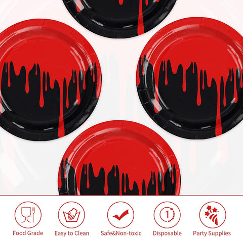 Stack of 50 nine inch Halloween blood drip disposable plates