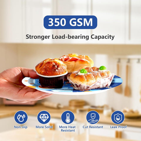 Grencian blue dog 2nd birthday paper plate 350 GSM non-slip leak-proof holding pastries
