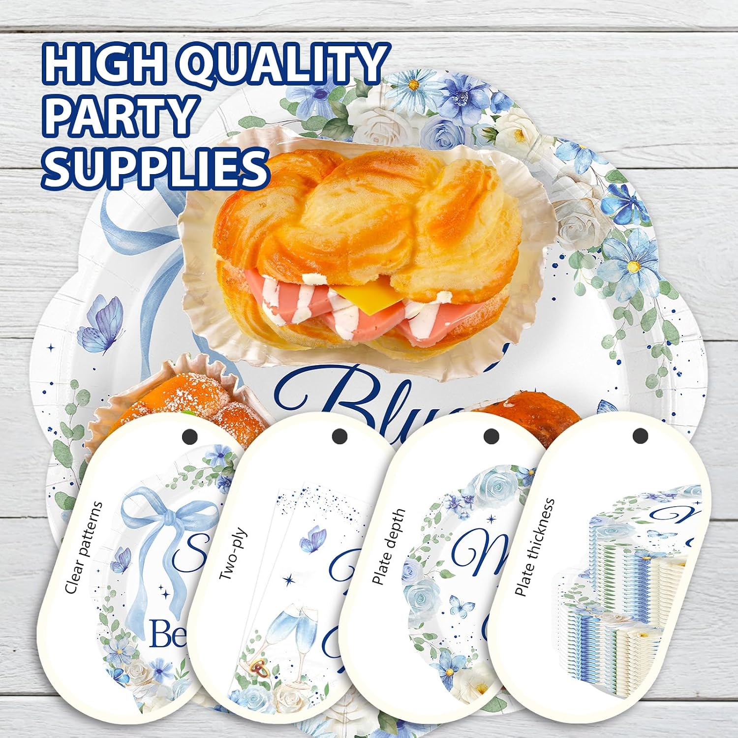 168Pcs Something Blue Before I Do Party Supplies Serves 24 - Grencian