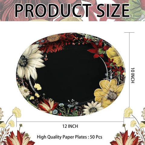 Single oval plate showing red and yellow floral border