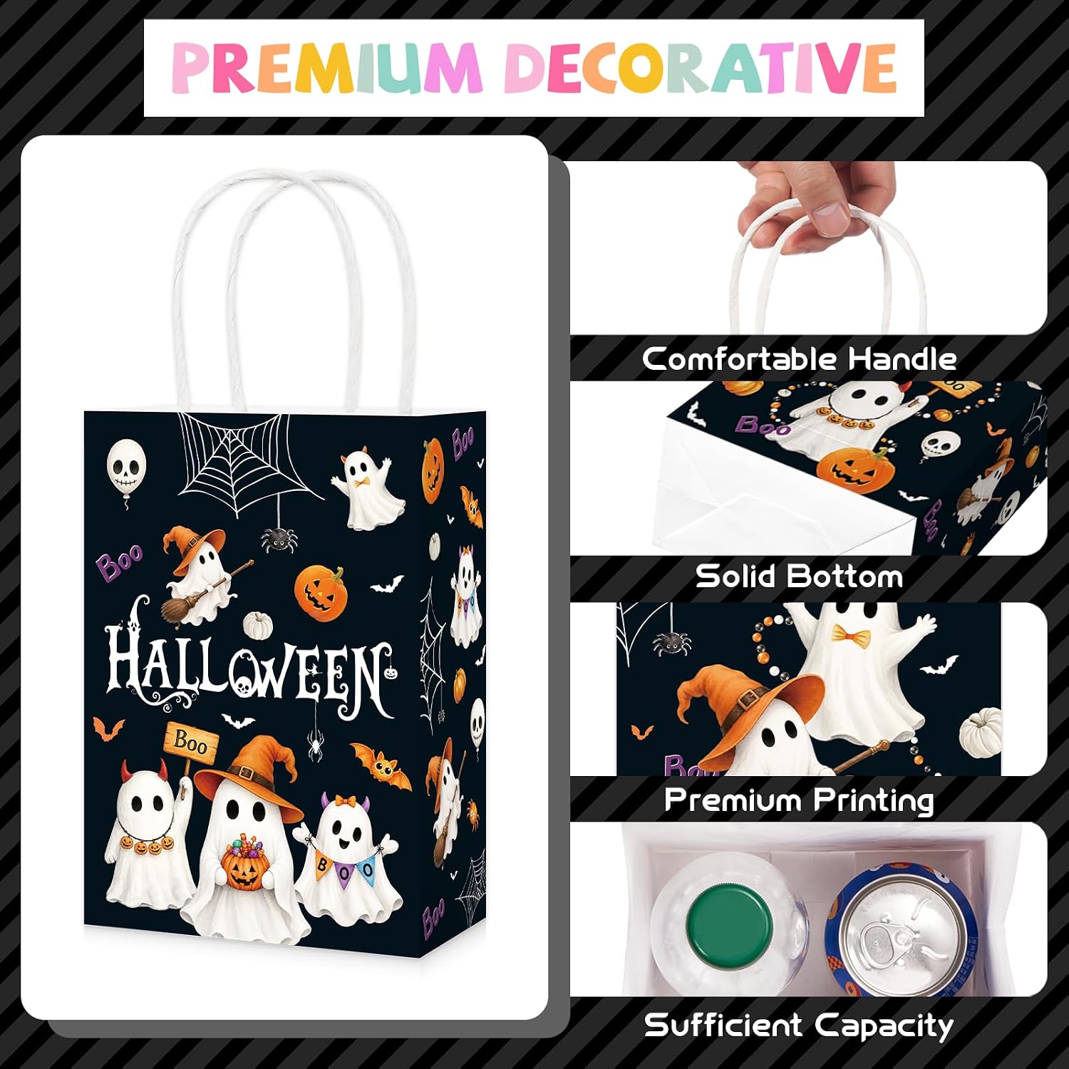 16Pcs Halloween Boo Pumpkin Ghost Party Favor Bags - Grencian