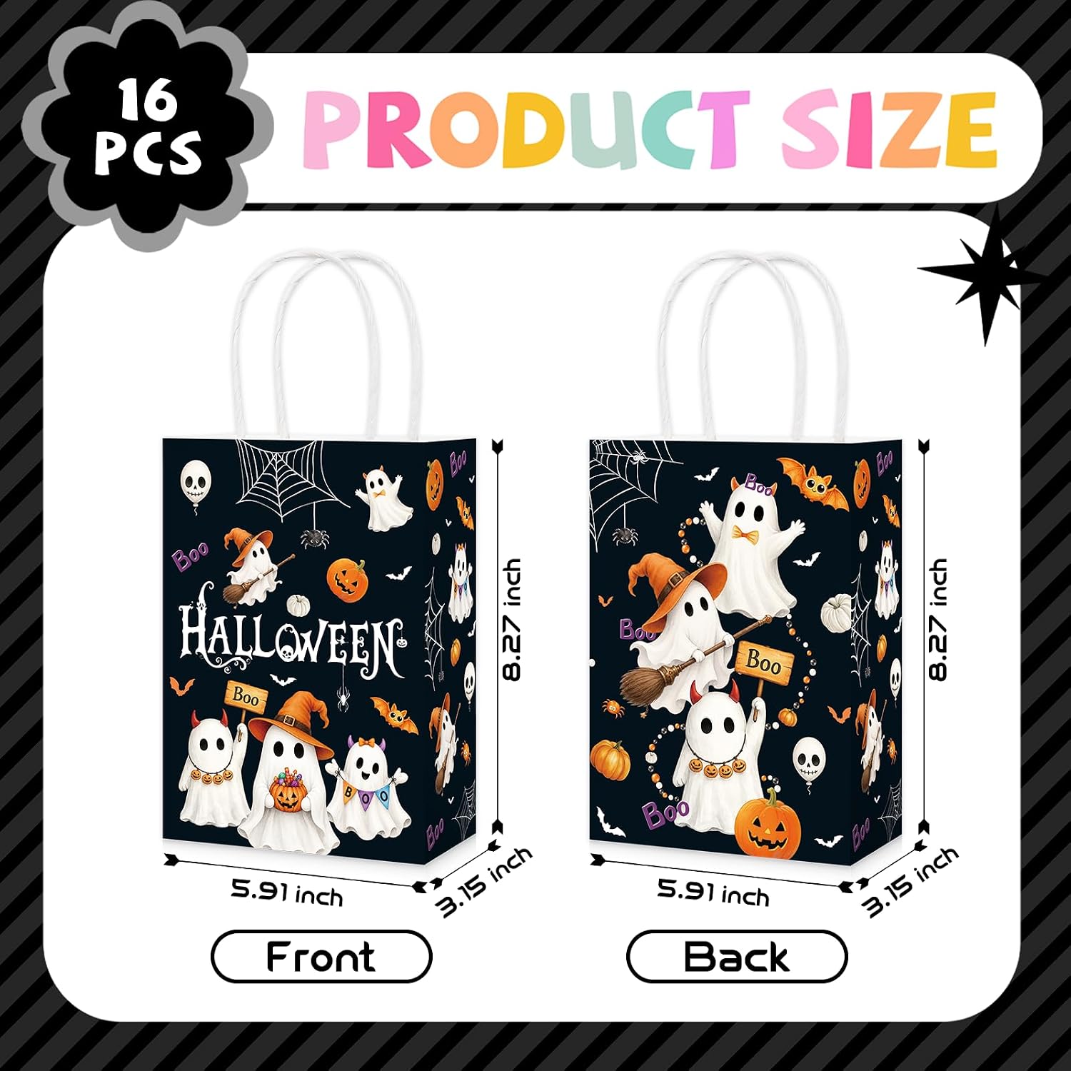 16Pcs Halloween Boo Pumpkin Ghost Party Favor Bags - Grencian