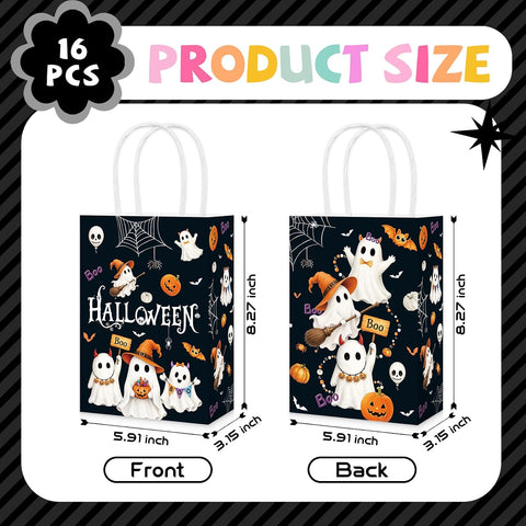 16Pcs Halloween Boo Pumpkin Ghost Party Favor Bags - Grencian