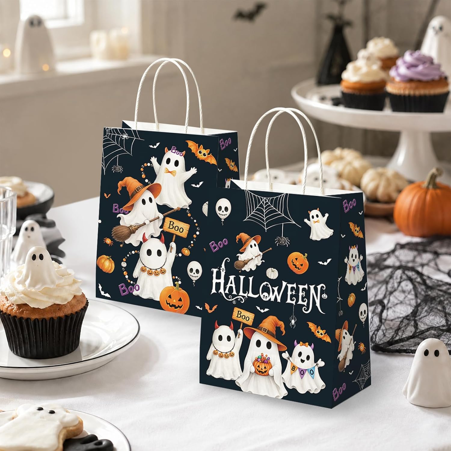 16Pcs Halloween Boo Pumpkin Ghost Party Favor Bags - Grencian