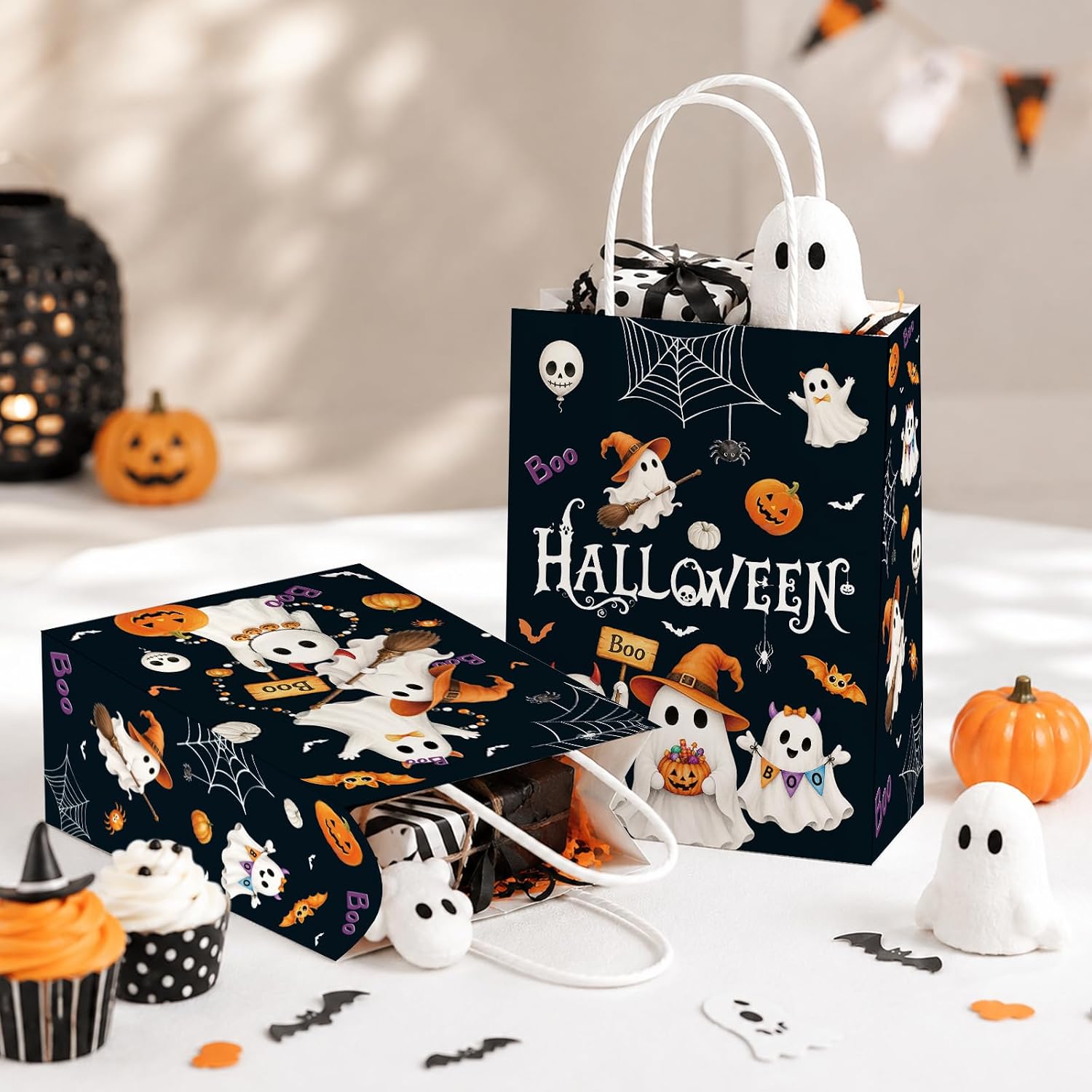 16Pcs Halloween Boo Pumpkin Ghost Party Favor Bags - Grencian