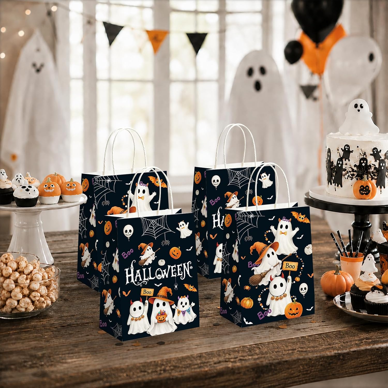 16Pcs Halloween Boo Pumpkin Ghost Party Favor Bags - Grencian