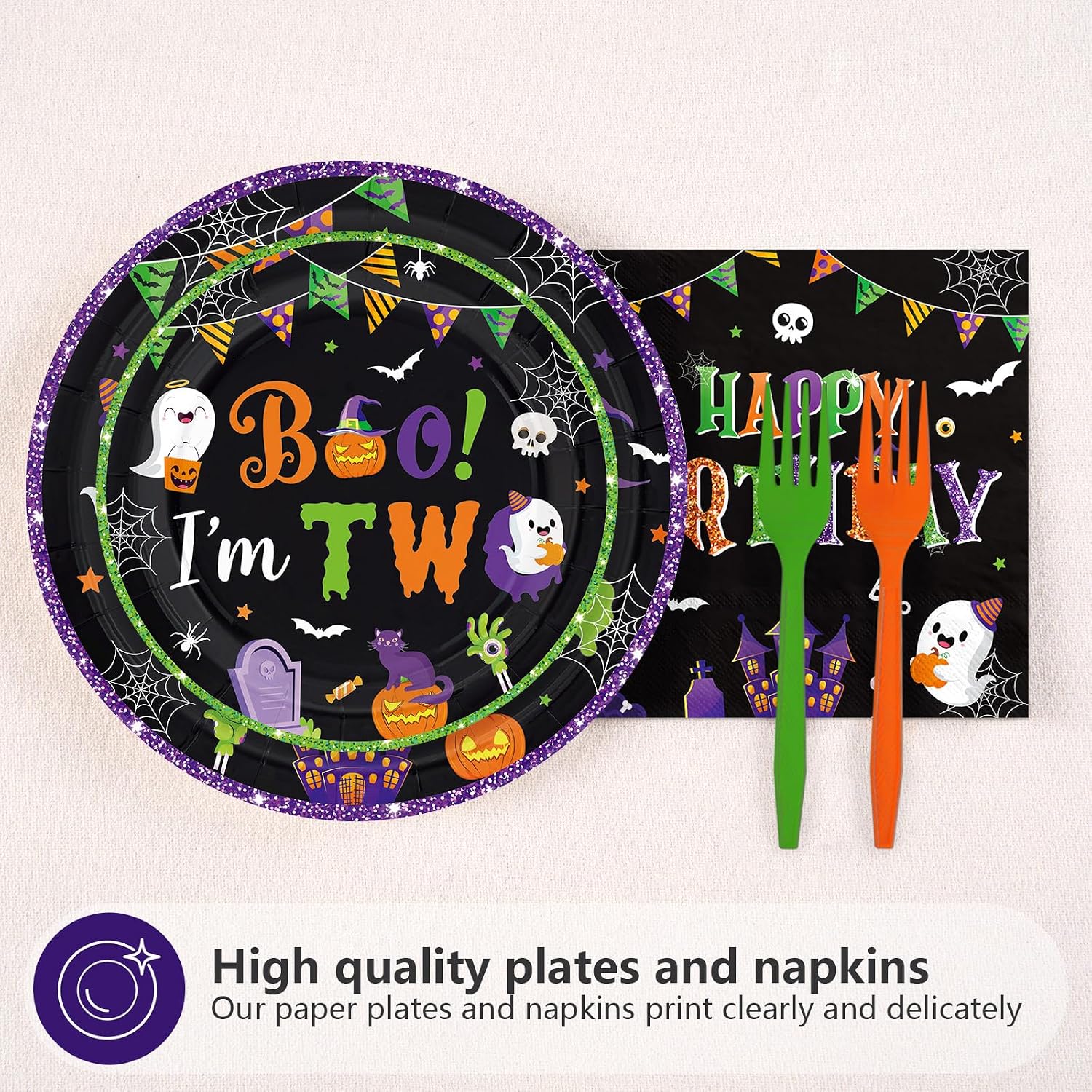 Full 96 piece Boo I'm Two birthday set