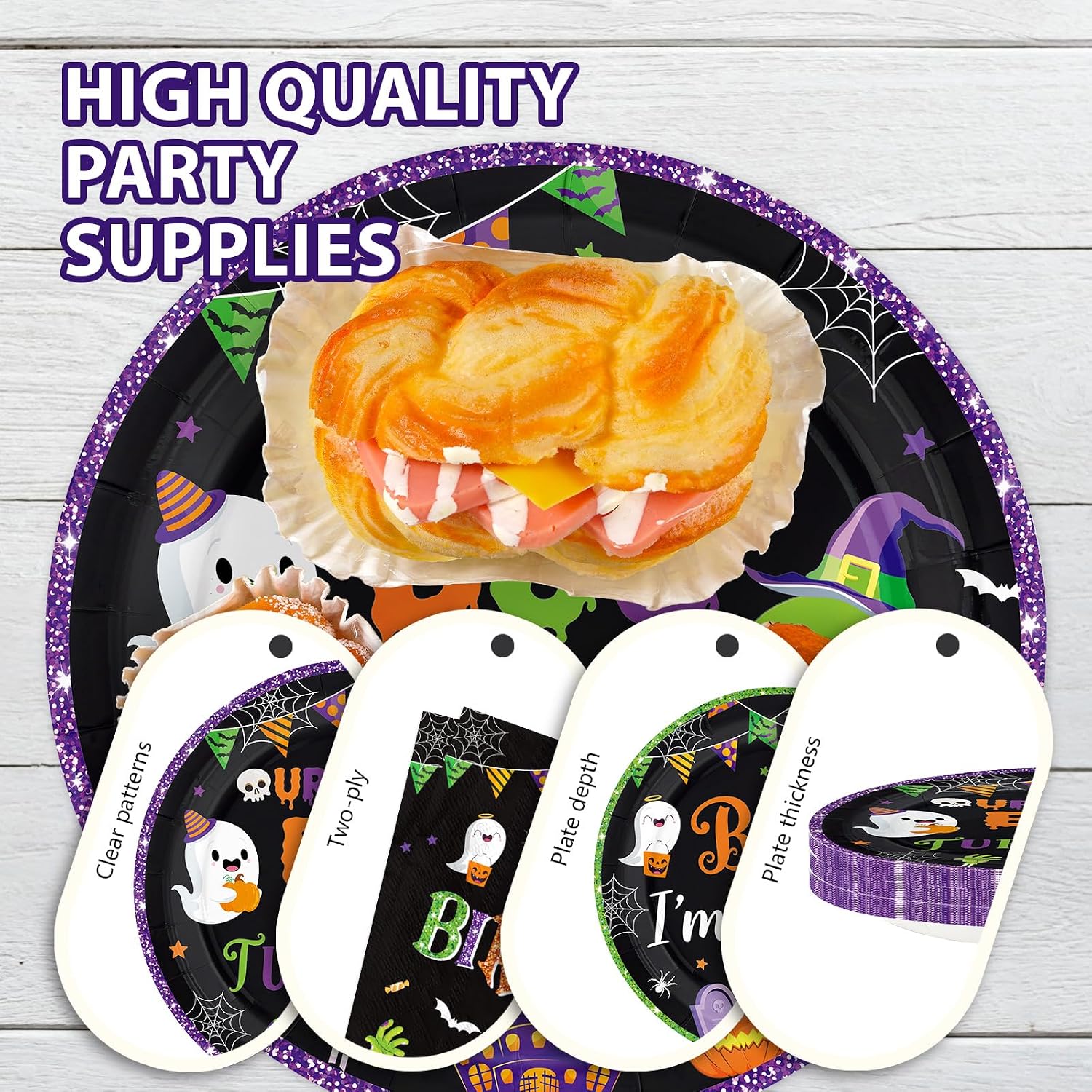 Serves 24 table laid for a Halloween second birthday
