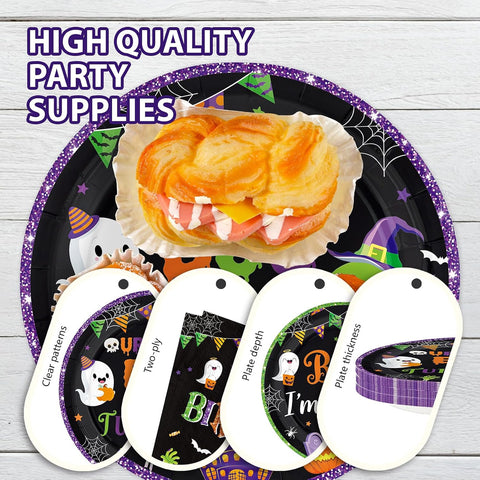 Serves 24 table laid for a Halloween second birthday