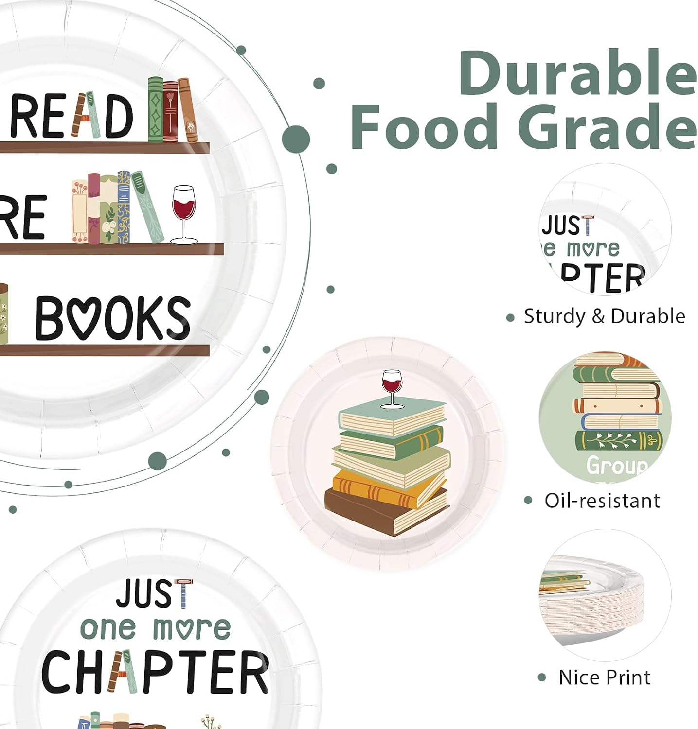 Book club themed paper plate 2