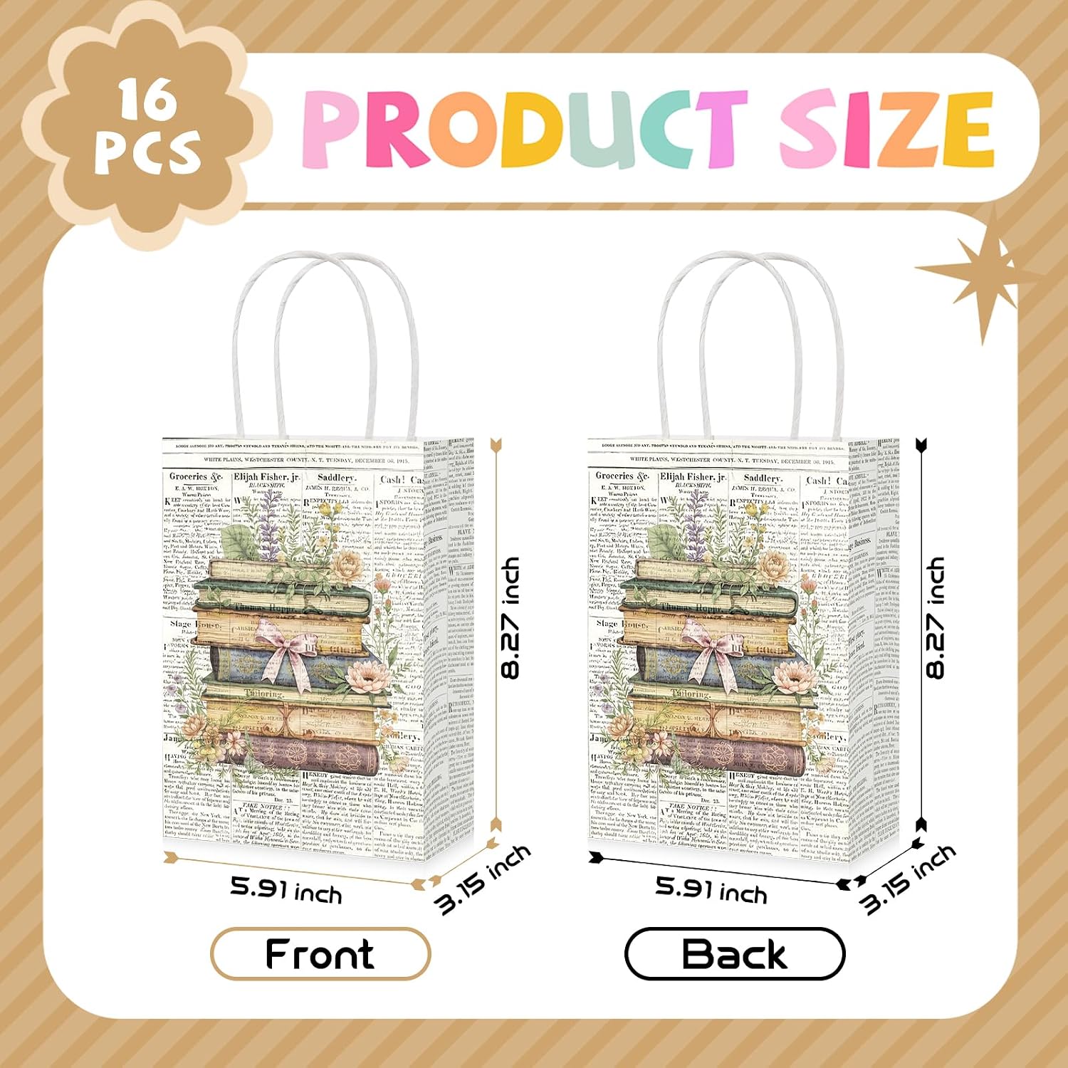 Kraft book themed party favor bag 3