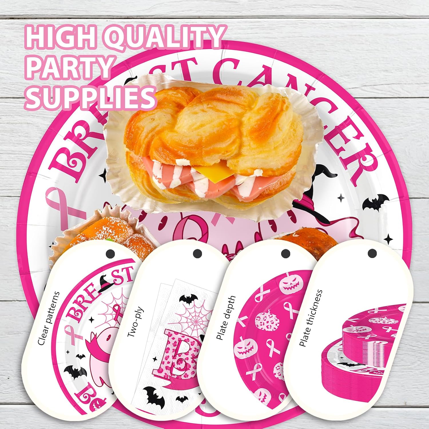 168Pcs Breast Cancer Halloween Party Set Serves 24 - Grencian