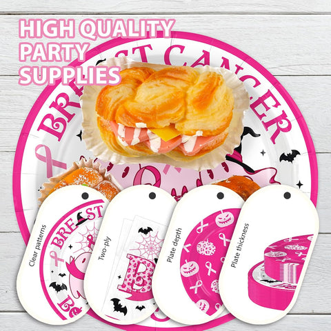 168Pcs Breast Cancer Halloween Party Set Serves 24 - Grencian