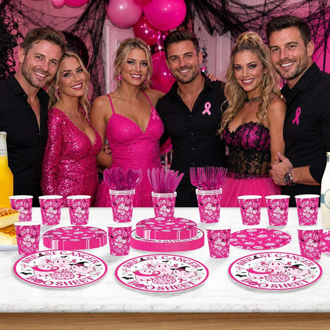 168Pcs Breast Cancer Halloween Party Set Serves 24 - Grencian