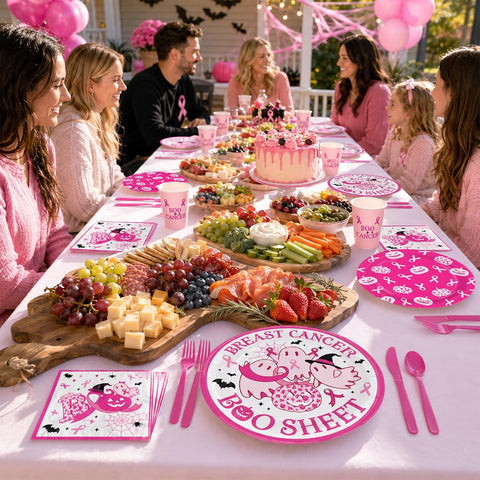 168Pcs Breast Cancer Halloween Party Set Serves 24 - Grencian