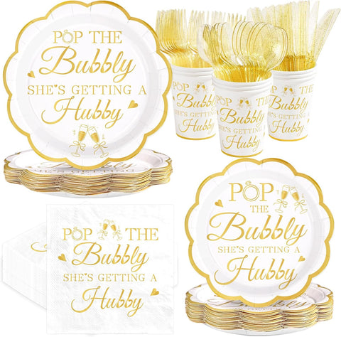 168Pcs Pop The Bubbly Bachelorette Party Supplies Serves 24 - Grencian
