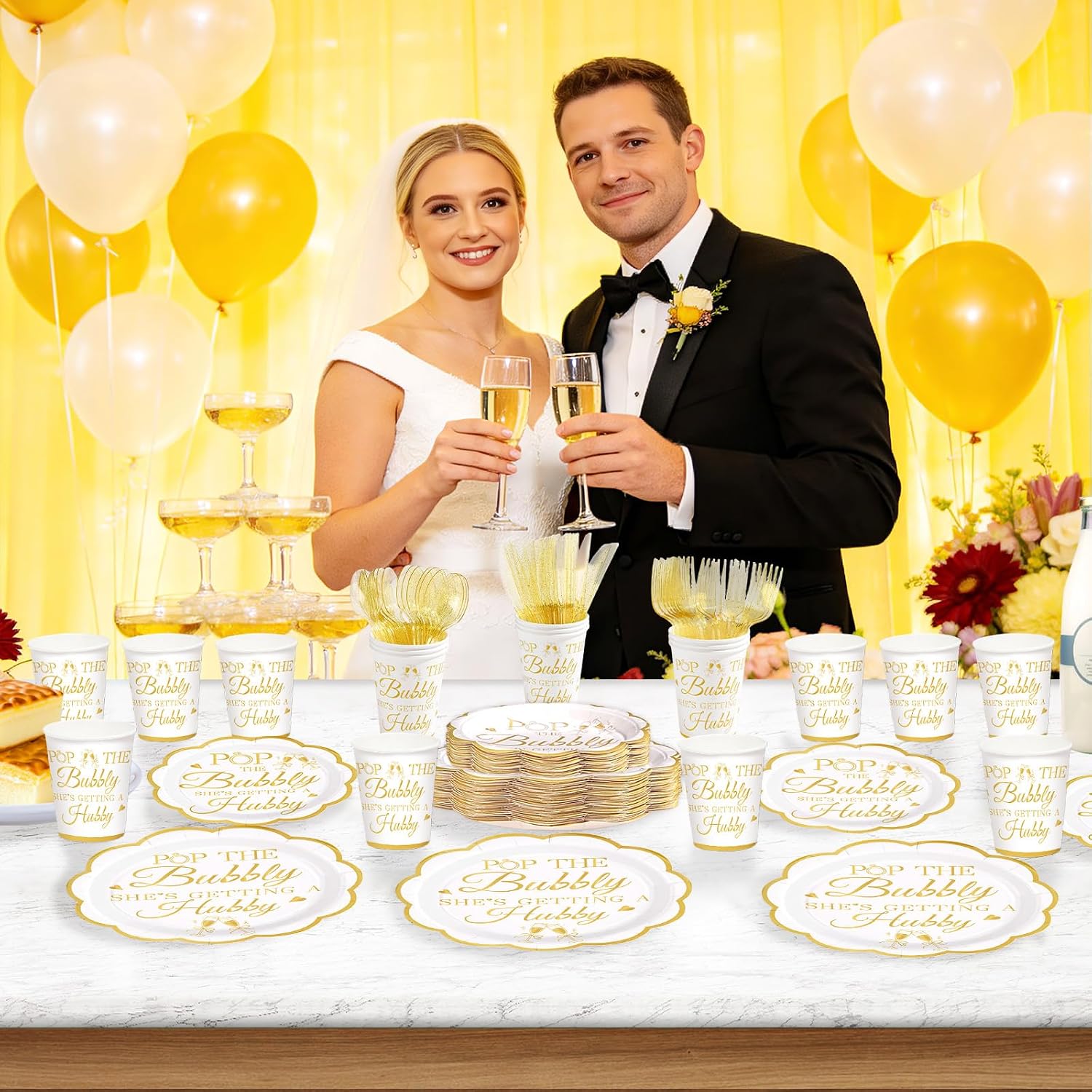 168Pcs Pop The Bubbly Bachelorette Party Supplies Serves 24 - Grencian